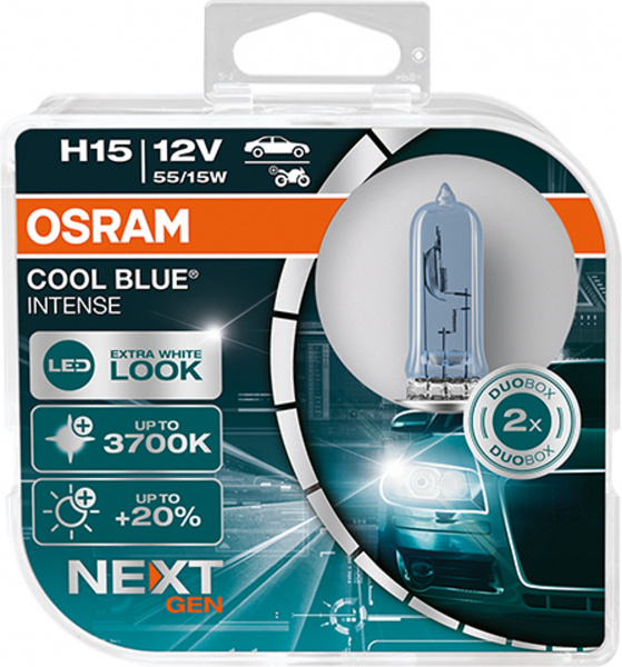 OSRAM H15 12V 15/55W Cool Blue INTENSE NextGeneration 3700K +100% Set - 2 Stück